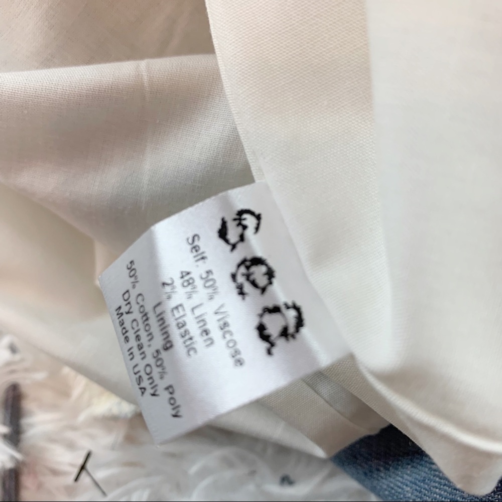 Sea NY short sleeve linen blend sheath dress in‎ light blue with contrast trim - Picture 10 of 10